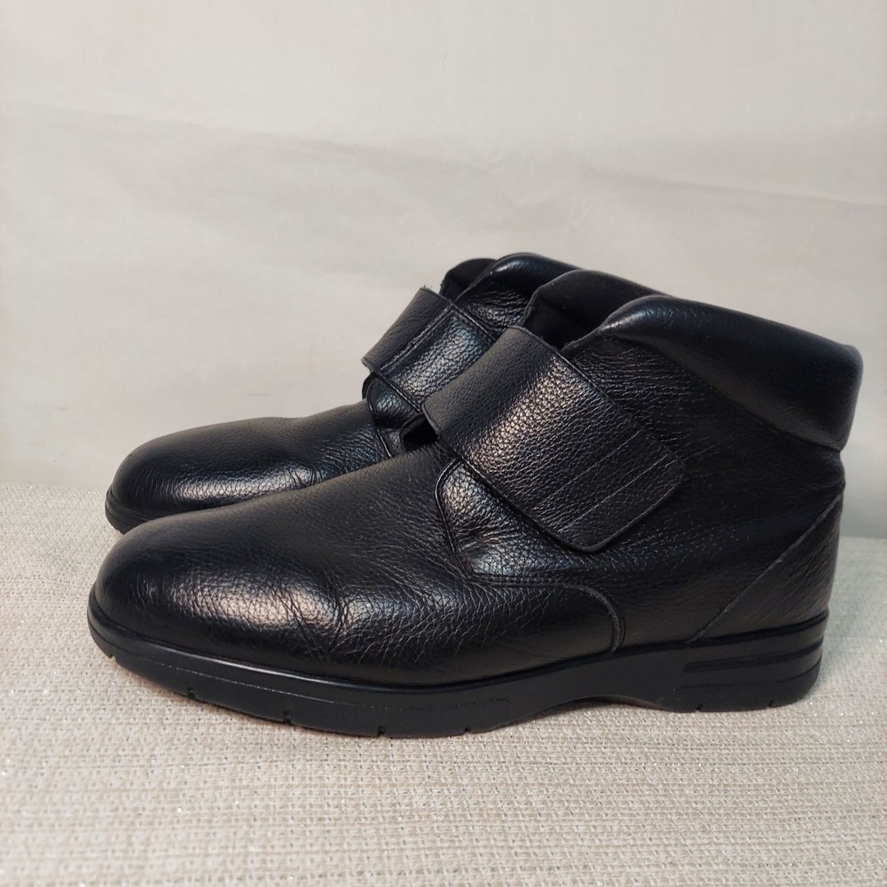 DREW‎ Mens Size 13 6E Wide Orthopedic Big Easy Leather Ankle Boots Black Pebbled
